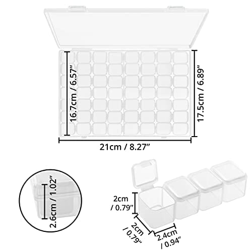 Kurtzy Plastikowe pudełko do przechowywania diamentów z 56 siatkami (3 sztuki) - przezroczyste pudełka organizacyjne - zestaw pojemników do rzemiosła, haftu, DIY, zdobienia paznokci, biżuterii, koralików i diamentów - obrazek 7
