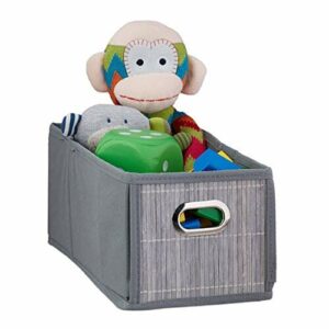 Relaxdays Bambusowy kosz do przechowywania, prostokątny, składany, wąs