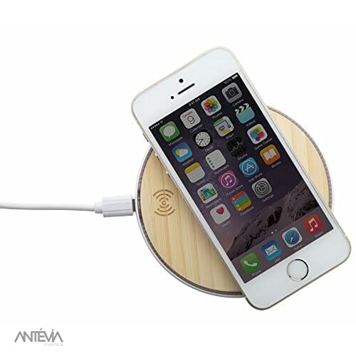 ANTEVIA - Bezprzewodowa uniwersalna ładowarka indukcyjna z drewnianą podstawą | Ponad 10 modeli | iPhone Samsung | Kolor: Beżowy (Nembar) - obrazek 3