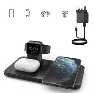 ANSTA bezprzewodowa ładowarka, szybka ładowarka indukcyjna 3 w 1, bezprzewodowa stacja ładująca do iPhone'a 14/13/12/11/Pro/Max/XS/XR/X/8/Plus, iWatch, AirPods (czarny)