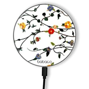 ERT GROUP Oryginalna i oficjalnie licencjonowana przez Babaco ładowarka indukcyjna, wzór Kwiaty 008, szklana bezprzewodowa stacja ładująca, kabel Micro USB 1 metr 10W