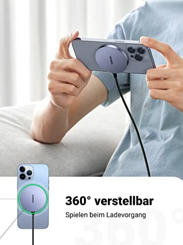 UGREEN 15W Magnetyczna ładowarka Bezprzewodowa ładowarka Qi Indukcyjna stacja ładująca Magnetyczna bezprzewodowa ładowarka Kompatybilna z iPhone 13, 13 Pro, 13 Pro Max, 13 Mini, 12, 12 Pro, 12 Pro Max, 12 Mini itp. - obrazek 4