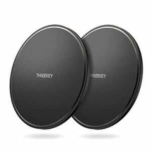 THREEKEY 2-pak bezprzewodowej ładowarki, 10 W Qi certyfikowana bezprzewodowa podkładka ładująca kompatybilna z iPhone 13/13 Pro/13 Pro Max/12/11/XS/8/Samsung Galaxy S21/S20/S10/S9/S8, Note 20/10/9/8 czarny/czarny (bez adaptera)