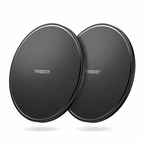 THREEKEY 2-pak bezprzewodowej ładowarki, 10 W Qi certyfikowana bezprzewodowa podkładka ładująca kompatybilna z iPhone 13/13 Pro/13 Pro Max/12/11/XS/8/Samsung Galaxy S21/S20/S10/S9/S8, Note 20/10/9/8 czarny/czarny (bez adaptera)