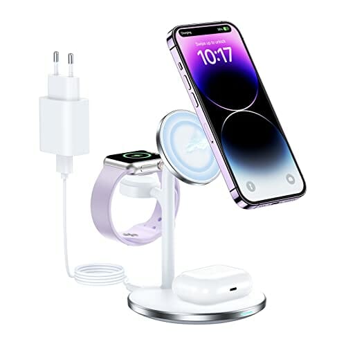 Bezprzewodowa ładowarka 3 w 1, 18 W, składana, indukcyjna stacja ładująca, bezprzewodowa ładowarka do iPhone 14, 13, 12, 11 Pro Max/Se 3/Xs/XR/X/8+, do Apple Watch 7/6/Se/5/4/3/2/1, do Airpods Pro/2/3