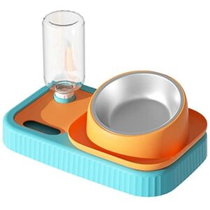 Miska na karmę dla kota, podwójna miska na karmę do mokrej i suchej karmy, z automatyczną butelką na wodę, nachylenie miski na karmę, nie rozlewa się i nie ślizga się, dla kotów i szczeniąt, karmy i wody
