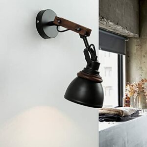 Regulowana lampa ścienna drewno metal retro E14 czarna naturalna NOAH