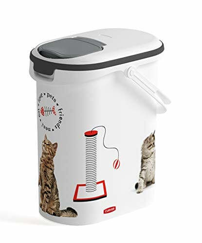 Curver Pojemnik na karmę 4 kg I 10 l, biały/szary/Love Pets koty, 1 sztuka (1 opakowanie), 241098
