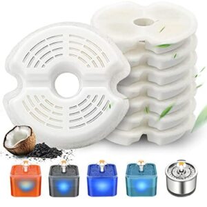 Filtr do fontanny dla kotów, 8 sztuk do fontanny ze stali nierdzewnej 2,5 l, fontanna dla kotów i psów z żywicą i węglem aktywnym 2 l