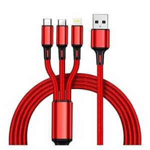 Stacja ładująca USB Kabel do ładowarki 3 w 1 USB typu C Wiele portów USB Wiele usb przewód ładujący Przewód USB do telefonu komórkowego do telefonu komórkowego do biura, szkoły i domu (Color : Rood,