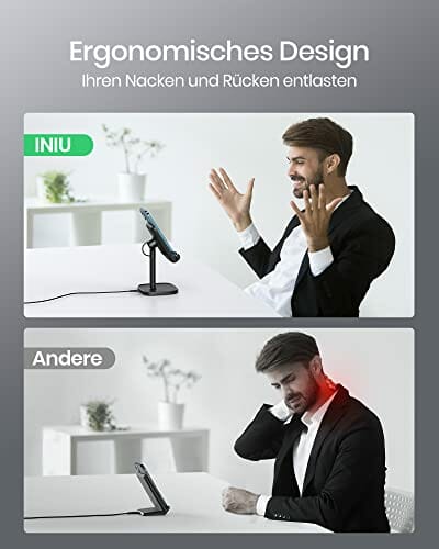 INIU Bezprzewodowa ładowarka, 15 W szybkie ładowanie regulowany uchwyt na telefon z przyjaznym dla snu adaptacyjnym wskaźnikiem bezprzewodowa podkładka ładująca kompatybilna z iPhone 12 11 8 Pro Max XR XS X Samsung S21 S20 Note 10 9 8 - obrazek 6