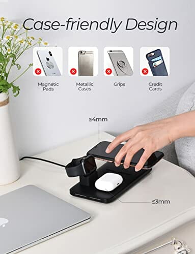 ANSTA Ładowarka indukcyjna, certyfikowana bezprzewodowa ładowarka Qi składana szybka ładowarka do telefonu 14/14 Pro/14 Pro Max/13/12, ładowarka do Apple Watch - obrazek 2