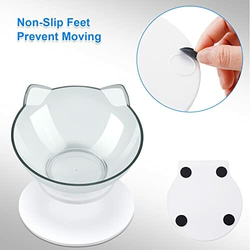 Makerfire Miska dla kota ze stojakiem na karmniki dla kotów i miski na żywność zmniejszają ból szyi dla kotów i małych psów - obrazek 5