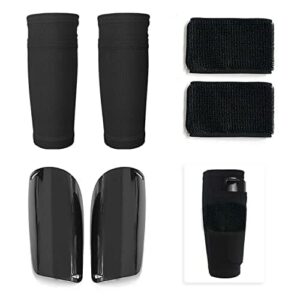 1 para podkładek do legginsów piłkarskich z rękawkami, lekki i kompaktowy zestaw legginsów do piłki nożnej, elastyczna ochrona dla dorosłych, dzieci, młodzieży (czarny)