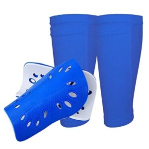 Dziecięce, męskie ochraniacze piszczeli, do piłki nożnej, dla mężczyzn, z amortyzacją uderzeń, lekkie, małe, antypoślizgowe, neutralne zapachowo, pełna ochrona, dla młodzieży i dorosłych, 24 x 13,5 cm, niebieskie