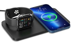 ANSTA Ładowarka bezprzewodowa 2 w 1 Ładowarka indukcyjna kompatybilna z Galaxy S22/S21/S20/Note 20/10, iPhone 14/14 Plus/13/12 Pro/12/11