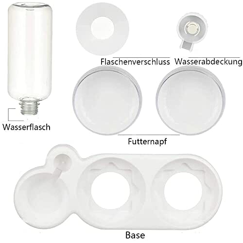 Zestaw mis dla kota pochylana o 15°, podwójna miska na karmę do mokrego i suchego karmu, z automatyczną butelką na wodę, dla małych i średnich psów i kotów - obrazek 5