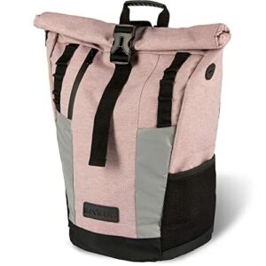 invilus ® - Plecak Rolltop z recyklingowanego i silnie odblaskowego materiału – [Bezpieczny przez noc] – idealny plecak na ciemną porę roku – na uczelnię, do uprawiania sportu, pracy lub w czasie wolnym, Rosa