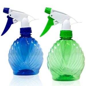 Selldorado Zestaw 2 opryskiwaczy do kwiatów, kolor żółty/czerwony/zielony/niebieski, butelka z rozpylaczem do roślin z tworzywa sztucznego, mała butelka z rozpylaczem, kształt muszli, butelka z rozpylaczem wody (2 sztuki 300 ml)