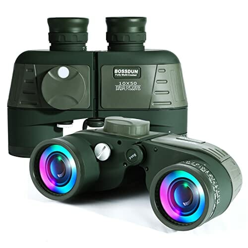 Wodoszczelna lornetka 10 x 50 dla dorosłych, do pływania łodzią, z dalmierzem, kompasem, profesjonalny sport, przenośna, na polowanie, do obserwacji ptaków, udoskonalony obiektyw FMC Bak4