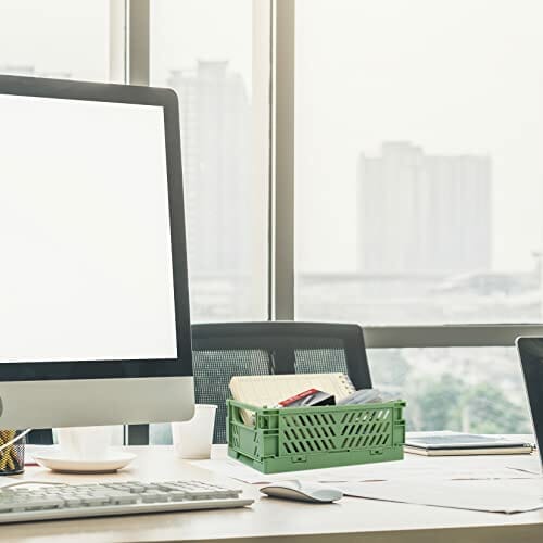 5 sztuk koszy z tworzywa sztucznego, składane, stabilne, małe pudełka składane, do biura, pokoju dziecięcego, łazienki i gabinetu (25 x 16,5 x 10 cm, 15 x 10 x 5,7 cm) - obrazek 2