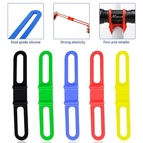 ZOLISCHE 20 szt. silikonowy pasek rowerowy kolorowy uchwyt latarki rowerowej uchwyt na lampę rowerową gumowy pasek mocujący krawat do trzymania latarek telefonów komórkowych głośników światła uchwyt na kierownicę roweru - obrazek 6