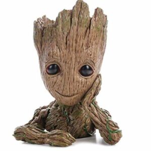 Baby Groot doniczka na kwiaty – duża ozdobna doniczka do akwarium, figurka dekoracyjna, wygląd drewna, uchwyt na długopisy – wewnątrz