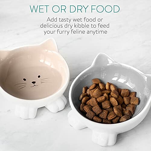 Navaris 2-częściowy zestaw misek na karmę dla kotów - 2 x ceramiczna m - obrazek 5