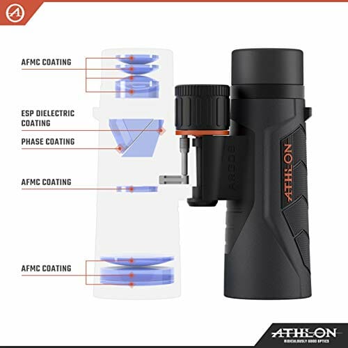 Athlon Optics Argos G2 8 x 42 UHD lornetka dla dorosłych i dzieci, czarna, wodoszczelna, trwała lornetka do obserwacji ptaków, polowania, koncertu, uprawiania sportu - obrazek 6