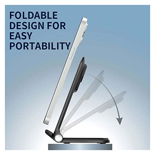 Kompatybilny z przenośną składaną magnetyczną ładowarką bezprzewodową 15 W All In One Szybka stacja dokująca Bezprzewodowa ładowarka 3 w 1 do telefonu (Color : Noir) - obrazek 4