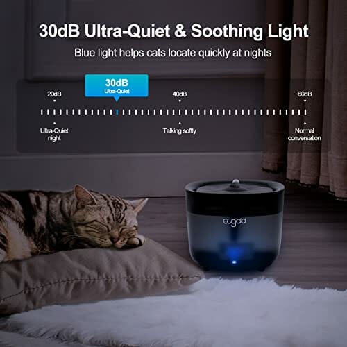EUGAD Fontanna dla kota 2L bezprzewodowa pompa, fontanna do picia dla kotów, psów, fontanna z ostrzeżeniem LED o niskim poziomie wody, fontanna do picia dla kotów z filtrami 4, tryby odprowadzania wody 2, tworzywo ABS bez BPA - obrazek 4