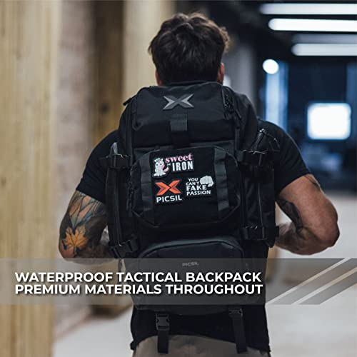 PICSIL Plecak Tactical 40L, Wodoodporny plecak wojskowy z kieszenią termiczną, port ładowania USB, schowek na uchwyt, plecak szkoleniowy Molle, podróżny, Camping (Navy, 40L), Navy - obrazek 4