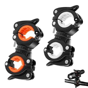 通用 2 sztuki uchwyt do montażu na rowerze, uchwyt na kierownicę, latarka LED, klips obrotowy o 360°, wielofunkcyjny klips do roweru, akcesoria do oświetlenia roweru, rowerów górskich