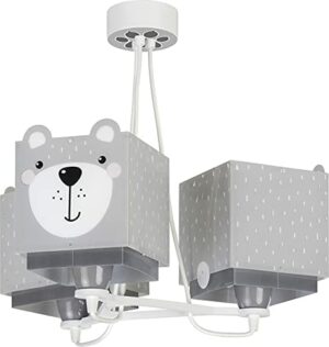 Dalber Lampa dziecięca lampa wisząca lampa wisząca 3 światła Little Teddy miś zwierzęta, szara