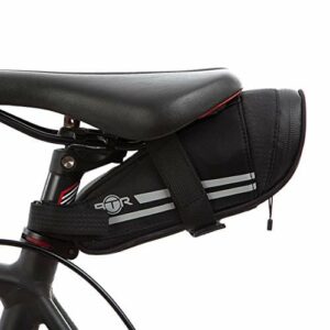 BTR Lekka torba rowerowa na siodełko klin z odblaskowymi, wodoodpornymi zamkami błyskawicznymi i pętlą na tylne światło