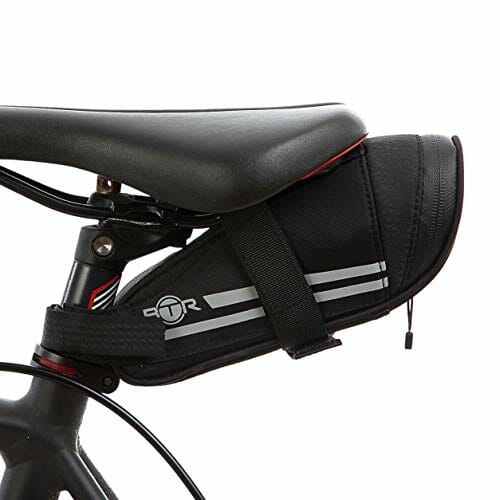 BTR Lekka torba rowerowa na siodełko klin z odblaskowymi, wodoodpornymi zamkami błyskawicznymi i pętlą na tylne światło