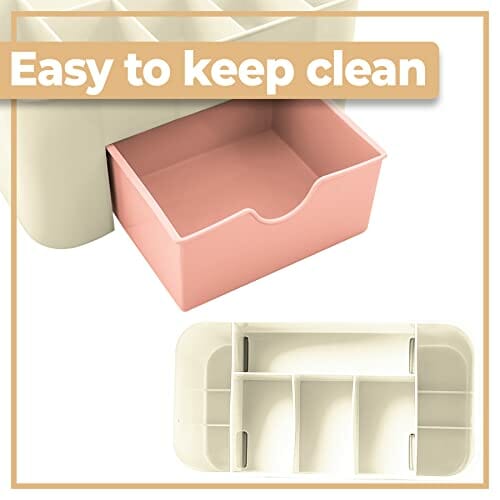 Retoo Organizer na kosmetyki z szufladą i sześcioma przegródkami do ma - obrazek 5