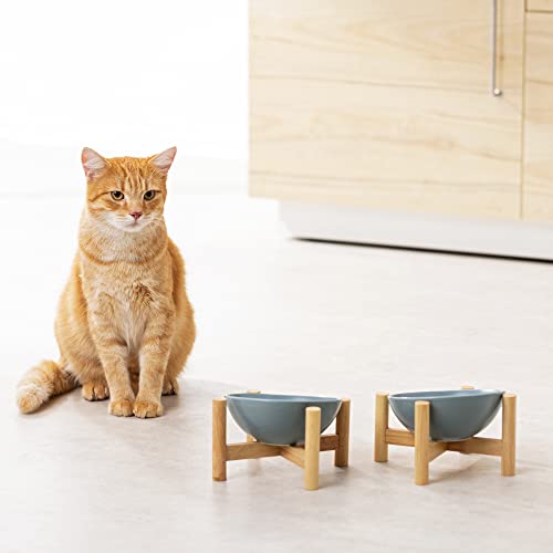 Navaris 2 x miska na karmę dla kota z drewnianym uchwytem – stacja dokarmiania 2 x ceramiczna miska dla kotów i psów – zestaw misków dla psów, z drewnianą podkładką - obrazek 7