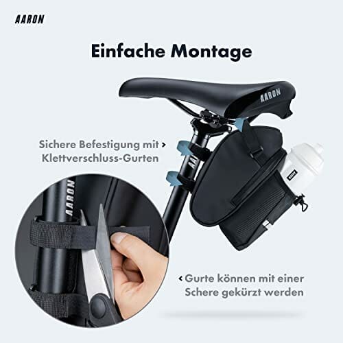 AARON Torba podsiodłowa z uchwytem na butelkę, wodoodporna torba rower - obrazek 4