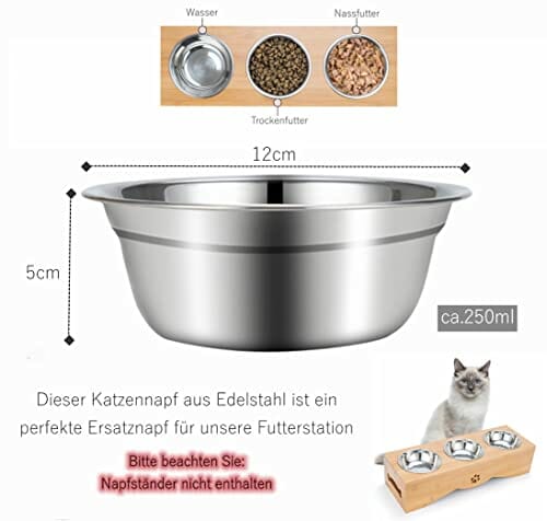 Wymienne miski dla kotów, stal nierdzewna, 200 ml, 3 sztuki, idealne dla małych psów i kotów - obrazek 2