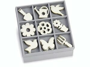 CArt-Us pudełko z drewnianymi ornamentami narzędzia ogrodowe kwiat 10,5 x 10,5 cm, drewno naturalne