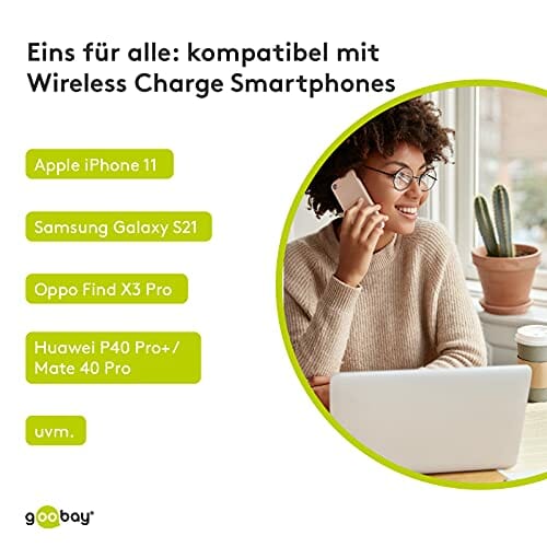 Goobay 52955 bezprzewodowa ładowarka 10 W Qi stacja ładująca, uchwyt d - obrazek 4