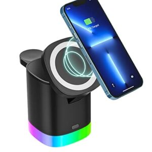 Bezprzewodowa ładowarka 3 w 1, indukcyjna stacja ładująca, bezprzewodowa ładowarka, kompatybilna z iPhone, 15 W, bezprzewodowa ładowarka z oświetleniem nocnym RGB, magnetyczna stacja ładująca do zegarka Apple iwatch i iPhone airpods
