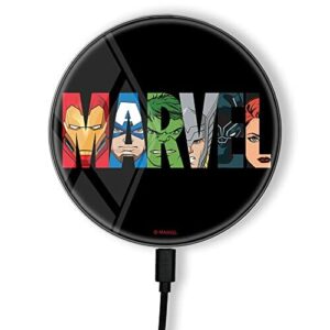 ERT GROUP Oryginalna i oficjalnie licencjonowana przez Marvel ładowarka indukcyjna, wzór Marvel 011, szklana bezprzewodowa stacja ładująca, kabel Micro USB 1 metr 10W