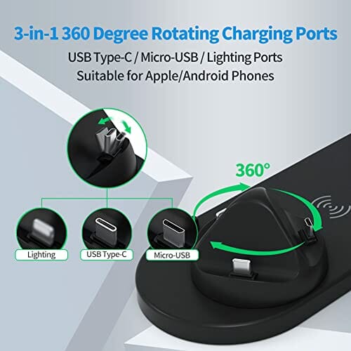 Bezprzewodowa stacja ładująca 3 w 1, bezprzewodowa stacja ładująca do telefonów iPhone 14/13/12/11 Pro Max/X/Xs Max/8/8 Plus/Samsung, iWatch Series 7/6/5/SE/4/3/2, AirPods 3/2/pro - obrazek 8