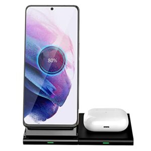 Hoidokly Bezprzewodowa Ładowarka 10 W Qi Indukcyjna Podwójna Stacja Ładująca 2 W 1, Czarna,iPhone 14 Pro/13 Pro/12/11,Airpods,Galaxy Watch,Samsung Galaxy S22