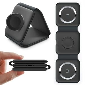 Avarmora Bezprzewodowa ładowarka 3 w 1, składana stacja ładująca Qi, indukcyjna stacja ładująca do słuchawek bezprzewodowych, Apple Watch i iPhone 14/13/12/11/Pro/Max/X/XS/XR/8/8Plus