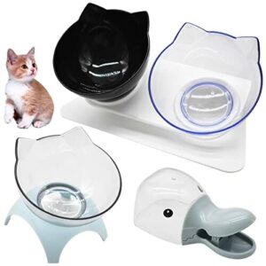 Kreatywna miska do karmienia kotami, Saijer antypoślizgowa podstawa podwójna miska dla psa miska do picia kota przynieś wielofunkcyjne łyżki dla zwierząt domowych może być używana do przechowywania wody może być używana do przechowywania żywności