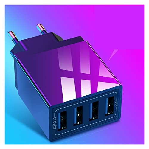 Stacja ładująca USB Uniwersalna 4-portowa ładowarka USB Travel 5V/5.1A Adapter do telefonu Inteligentna głowica ładująca Smart Phone Szybka ładowarka USB do biura, szkoły i domu (Color : Nero, Size - obrazek 6