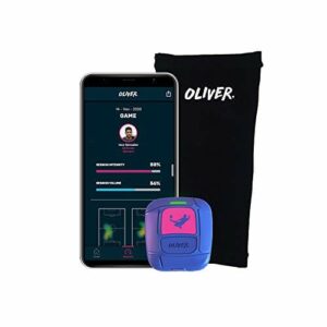 Oliver OLI GPS Piłka nożna Tracker-Obejmuje golenia-Aplikacja iOS i Android do gry lepiej i zapobiegania urazom, Dorosłych Unisex, Niebieski, Mały